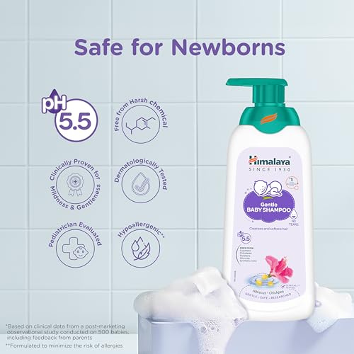 Image of Himalaya Gentle Baby Shampoo 400ml with Hibiscus, Chickpea | No Tears | pH 5.5 | No.1 Doctor Recommended Brand | Cleanses, Softens & Nourishes hair | Safe for Newborns | Hypoallergenic (Pack of 5)