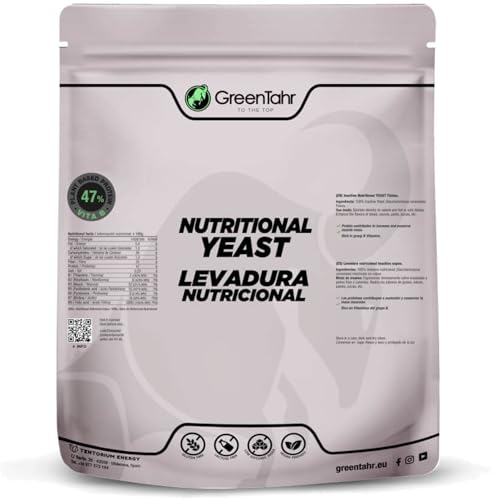 Green Tahr Levadura Nutricional 500g, Levadura Nutritiva en Copos Rica en Vitamina B y Proteínas 47%, Nutritional Yeast Sin Gluten, Sin Azucar, Ideal para Queso Vegano