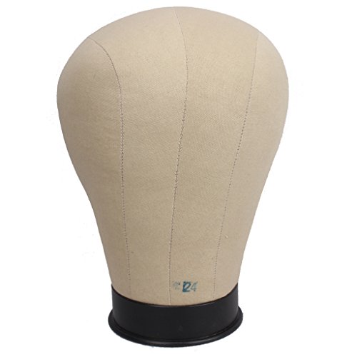 WeKen Canvas Cork Model Head with Plate for Fixing Wigs/Hats Block Stand 23.5"