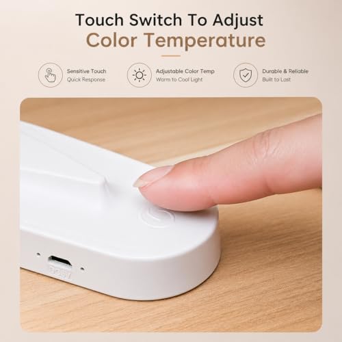 Image of BKK Rechargeable LED Study Table Lamp with Touch Sensor, 3 Color Modes & Stepless Dimming, Portable USB Desk Light for Study, Reading & Bedside