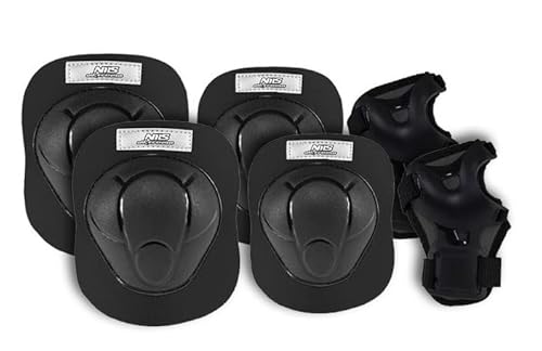 Nils Extreme Schutzausrüstungen Set für Skateboard Radfahren Inliner Skate - 3in1 Set Knieschone Ellbogenschoner Handgelenkpolster für Herren und Jungen - Protektoren Set Schwarz - S - H210