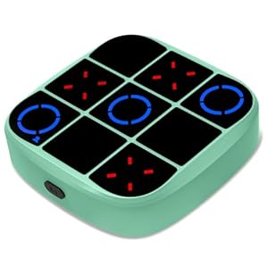 Tic-Tac-Toe Bolt Game, 4-in-1 Handheld Puzzle Games Console, Electronic Tic-Tac-Toe Game for Educational and Memory Growth, Portable Travel Games for Car Ride, Board Games for Kids and Adults (Cyan)
