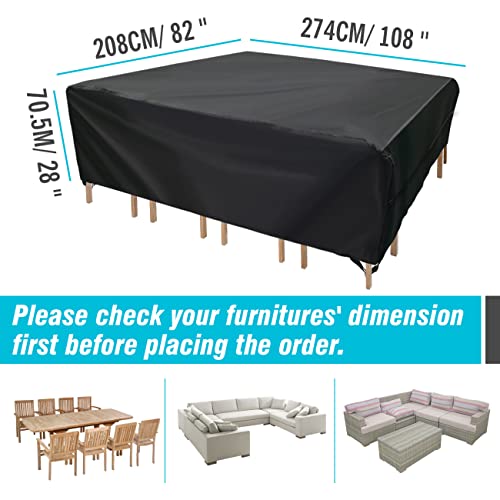 image for Velway Patio Furniture Cover Outdoor Waterproof Rectangular Patio Tabl
