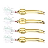 4Pack Funny Fishing Lures for Men Saltwater Fishing Lures Set Metal Jigging Spoons for Bass Fishing Crank Baits Topwater Lures Tackle Gear for Mackerel Striper Bluefish
