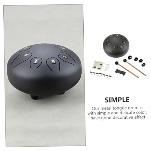 Tambor de lengua metálico negro portátil para principiantes miniatura 3