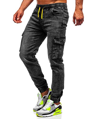 BOLF Hombre Pantalón Vaquero Jogger Pantalón Cargo Denim Jeans Pantalón de Mezclilla...