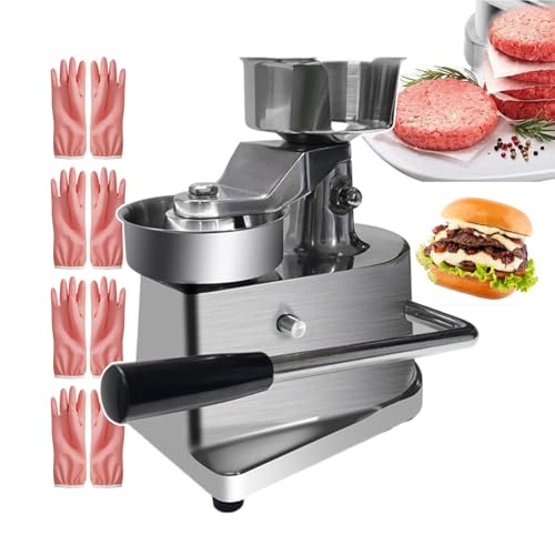 DFEDHF Manual Hamburger Patty Maker, Commercial Cookie Presses Meat Tenderisers with Patty Papers & 4 Gloves, Hamburger Press Machine for Kitchen and Restaurants - 3 Sizes, 15cm