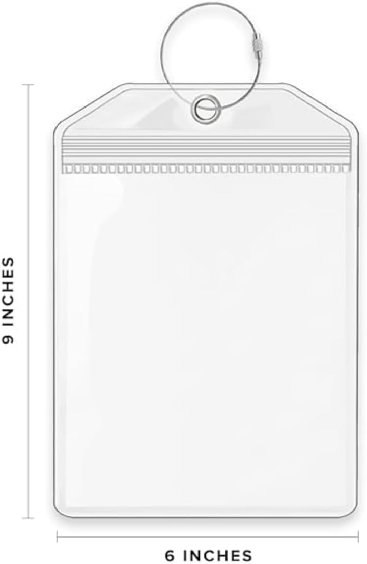 Shipping Label Holder 9"×6" – Extra Large Waterproof Luggage Tags with Zip tie for Golf Bag, Hard Cases, and Shipping Label Sleeve | Clear Plastic Luggage Tags for Golf Travel