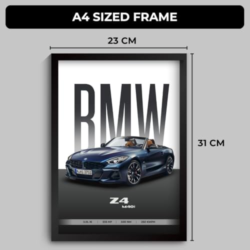 Image of Funk You Store BMV Z4 Poster | Framed BMV A4 Sized (31 x 23 cm) | Car Poster for Wall, Gift for Boys, Sportcar Frames | Z4 Car Posters for Wall, Bedroom, Hostel, Study Area, Hostel (F 078)