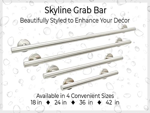 Skyline Decorative Grab Bar - 304 Stainless Steel/Modern Ada Safety Handrail For Shower Bathroom Home/Elderly Handicap/Brushed Finish / 18" #TOP2