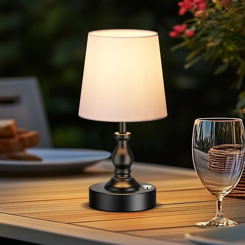 PARTPHONER Mini Cordless LED Table Lamp, 5200mAh Rechargeable Battery Operated Lamp, 3-Level Brightness, Touch Dimmable Desk Lamp, Bedside Night Light for Patio Camping Restaurant Home, Matte Black by PARTPHONER - Image 9