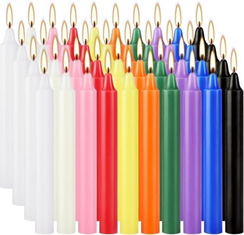 Howemon 40 Pack Assorted Color Spell Chime Candles, 4 Inch Mini Taper Candles for for Home Decor Kitchen Decor Wedding Decoration-10 Colours