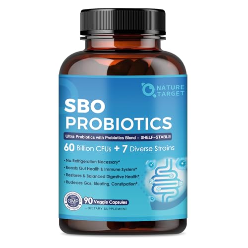 NNATURE Target Probiotics for Women & Men 60 Billion CFU Prebiotics and Probiotic for Gut Health - SBO Probiotics Supports Digestive Constipation Diarrhea Gas & Bloating 90 Veggie Capsules
