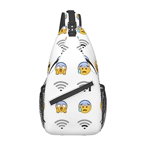 VOZITI Emoticons And Wifi Print Crossbody Sling Backpack Lightweight Shoulder Chest Bag Suitable For Man Women Hiking Travel, Black, One Size