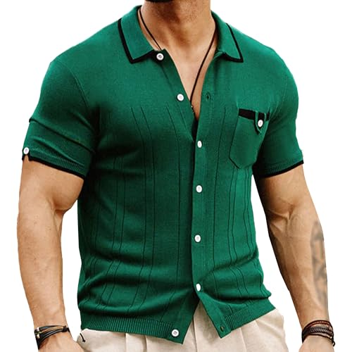 Camisa vintage para hombre confeccionada a rayas con botones clásicos