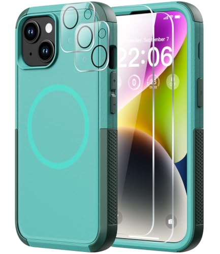 Diverbox for iPhone 14 Case [Compatible with MagSafe] [with Screen Protector ] [Shockproof] [Dropproof] Heavy Duty Protection Phone Case for Apple i Phone 14 (Teal)