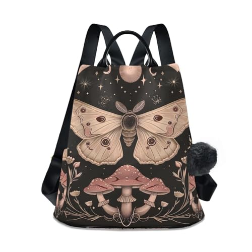 Sac à dos anti-mites femme avec poche arrière zippée pour ordinateur et pompon