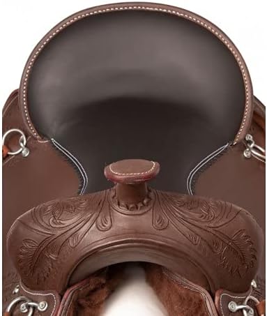 D&L Saddlery Leather Western Endurance Trail Horse Saddle Handmade Comfort with Horn Equestrian Horseback Riding Tack, Matching Headstall,Breast Collar,Reins Size:14"-18" inches Seat, M13