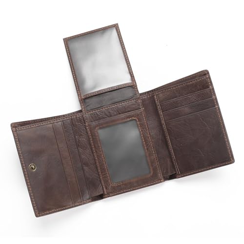 men's wallet Vintage Genuine Leather Wallet Men Wallets with Coin Pocket Credit Card Holder Purse(Brown)4