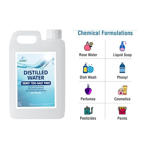 Image of VITSZEE Distilled Water 1L DM water, Pure Di-Ionised Distilled Water For multipurpose Uses Battery /Inverter, Autoclaving, Reagent Water,Lab And Scientific Products 1 Litre