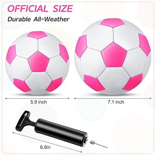 Deekin Soccer Ball Size 2 Size 3 Kids Soft Soccer Ball With Pump Sports Soccer Toys For Youth Younger Toddler Outdoor Indoor Boys Girls Training Practice Game, 2 Pcs (Rose Red, White) #TOP1