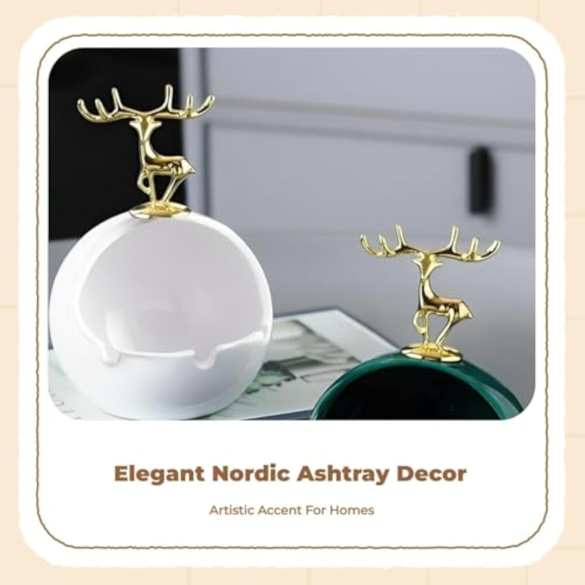 Nordic Design Ceramic Ashtray with Lid, Home Decoration