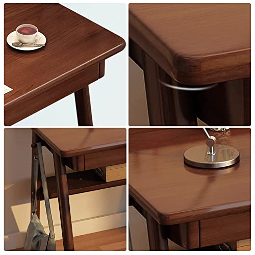 Solid Wood Writing Desk, 47" Mid-Century Modern Walnut Desk, Home Office Computer Desk With 2 Drawers And Storage Shelf, Laptop Desk, Study Table, Work Desk Station #TOP4