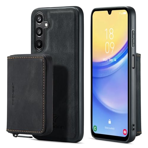 Galaxy A15�p�J�[�h�z���_�[�t���E�H���b�g�P�[�X�A���U�[�}�O�l�b�g2-IN-1���O���\�P�[�X�A Galaxy A15�p�W�b�p�[�E�H���b�g�P�[�X�ϏՌ��J�o�[(Black)