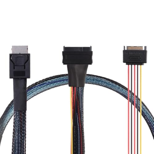 KAGAUOAS Mini SAS Cable for Oculinks PCIe 4.0 SFF-8611 4i 38pin Host to SFF-8639 Target U.2 Cable, 50cm, with SATA Power Cable