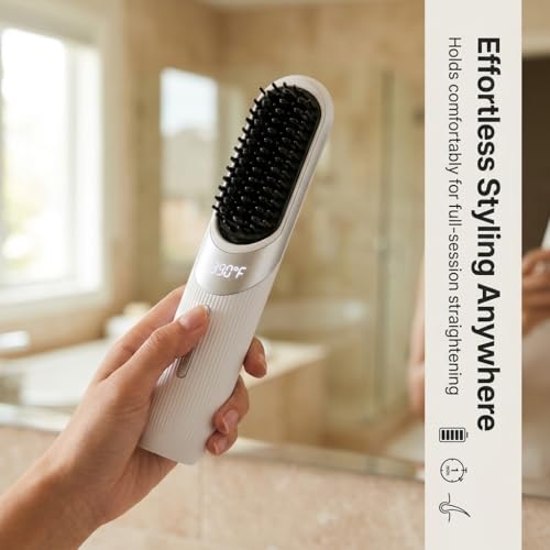 Cepillo alisador de cabello inalámbrico mini para cabello corto miniatura 3