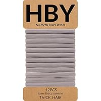 HBY Damen-Haargummis, 12 Stück – Extra Dick, Rutschfest Für Dickes/lockiges Haar (Lavendel, 8 Mm)