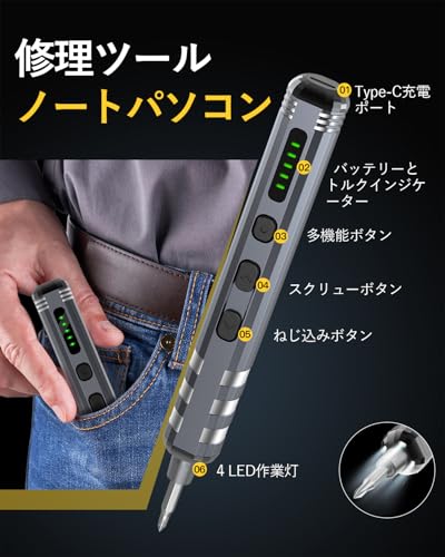 Tipkook 37in1・USB-C 充電式 精密ドライバー電動 の商品画像 6