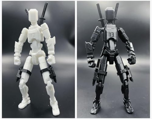 Image of ONNGEO 2 PC Action Figures Titan 13, 3D Printed Multi-Joint Movable Robot, T13 Lucky Action Figure, Dummy Robot Action 13, Desk Decoration Creative Robots, Nova 13 Mechanical Doll (White, Black)