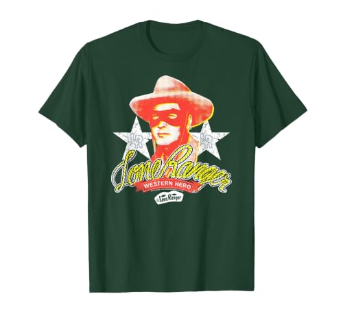 The Lone Ranger Vintage Western Hero Portrait T-Shirt, Men, Dark Green, XX-Large