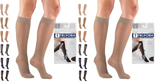 Image of Truform Sheer Compression Stockings, 8-15 mmHg, Women's Knee High Length, 20 Denier