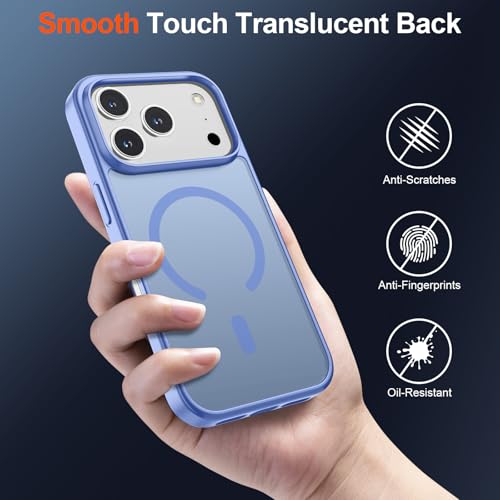 Image of SUPFINE Magnetic for iPhone 17 Pro Case (Compatible with MagSafe)(Military Grade Drop Protection) Translucent Matte Shockproof with Anti-Fingerprint Phone Cover 2025,Blue Purple