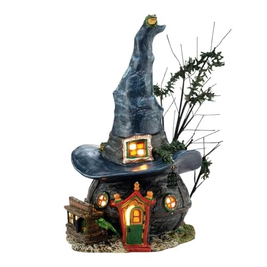 Department 56 Ceramic Snow Village Halloween Witch Hollow Toads and Frogs Witchcraft Haunt Lit House, 5.91 Inch, Multicolor