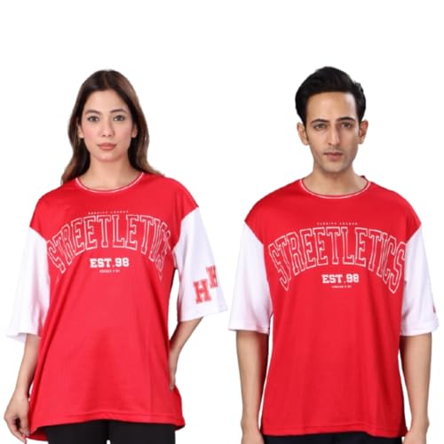 Image of Amazon Brand - INKAST Unisex Oversized T-Shirt | Sportwear | Contrast Sleeves | Drop Shoulder Baggy Fit | Graphic Print | Activewear for Gym,Training & Street Style