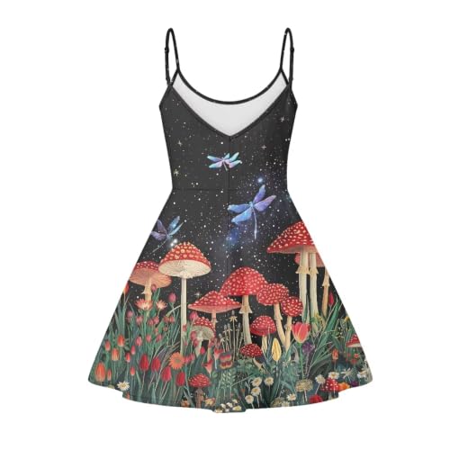 Image of Women's Spaghetti Strap Dress Summer Casual Swing Sundress Girls Beachwear Swing Mini Dress