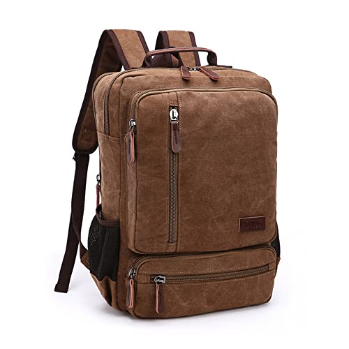 Executive Canvas Backpack for Heavy Duty Notebook Travel, nut brown