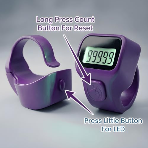 Image of Digital Finger Ring Counter, LCD Display, LED Back Light in Display, up to 99999 (Pack of 1- Any Random Colour Will Be Sent As Per Availability) (Purple)