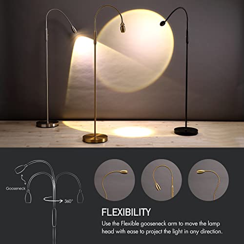 O’Bright Ray – Adjustable LED Beam Floor Lamp, Dimmable and Zoomable Spotlight, Flexible Gooseneck, Reading/Crafting Standing Lamp, Work Table Light, Antique Brass by O'Bright - Image 5