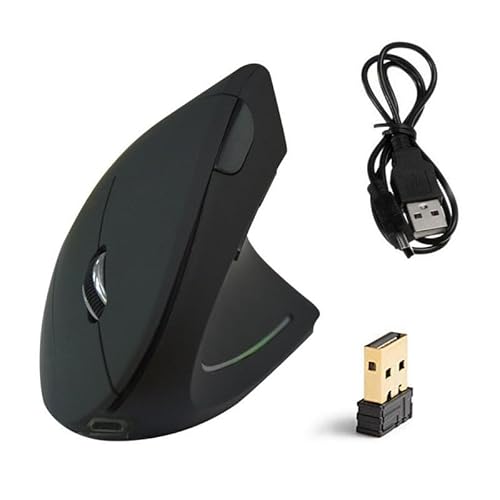 ISMMIK Optische Maus, 2,4 G, kabellos, vertikal, ergonomisch, 800/1200/1600 DPI, 5 Tasten für Laptop, Desktop, PC, Macbook, Schwarz