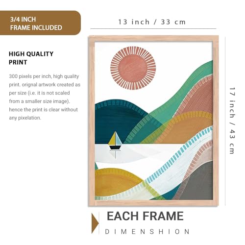 Image of kotart Boho Art Home Decoration Paintings With Frame For Living Room Bed Room Hotel Wall Decor Digital Reprint Set Of 6 (13X17 inch)