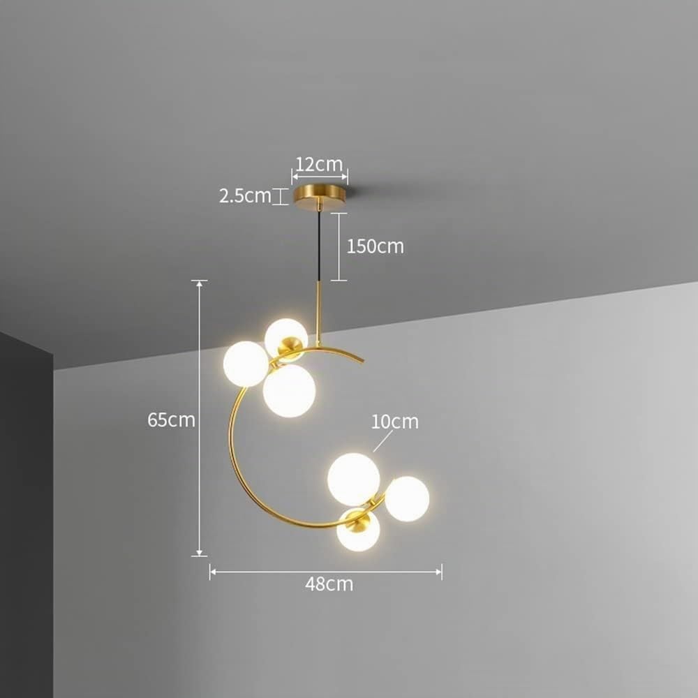 GLocki Lampade a sospensione moderne e semplici a LED, lampadario a sfera in vetro bianco, lampade a sospensione industriali regolabili sospese (Size : 6 Lights)