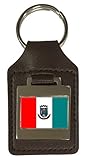 Portachiavi fatto a mano in vera pelle marrone, 40 mm x 60 mm x 4 mm.