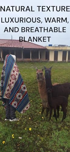 Image of Alpaca Wool Blanket, King Size 100 x 83, Reversible 2 in 1, Thick and Ultra Soft, Hypoallergenic, Non-Itchy, Handmade in Ecuador. Premium Alpaca Wool Throw Blanket for Cozy Comfort (Turquoise)