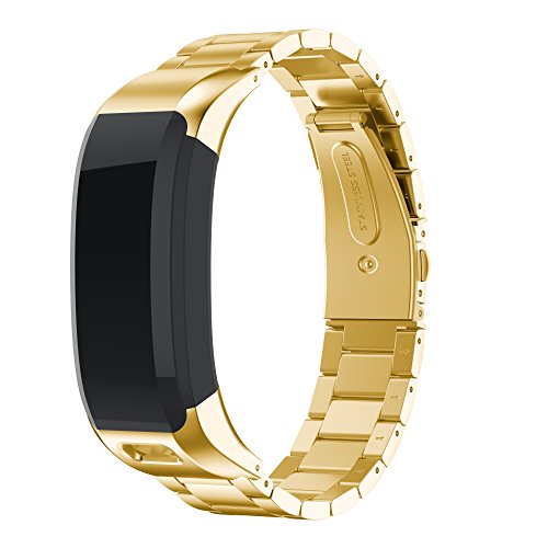 ANCOOL Compatible with Vivosmart HR Band,Stainless Steel Replacement Metal Straps Unique Bracelet Wristband for Vivosmart HR (NOT for Vivosmart HR+) -Gold