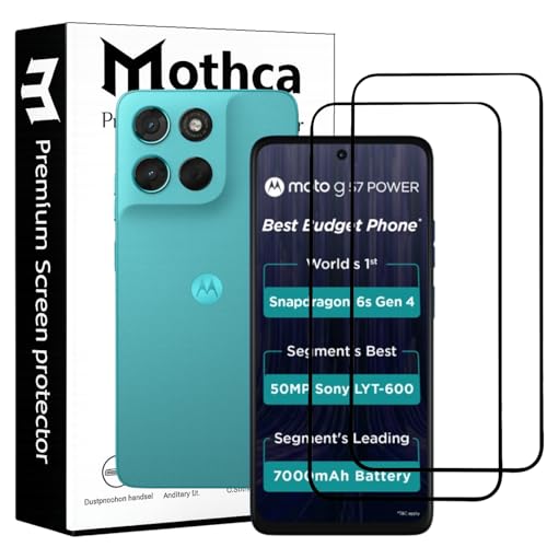Image of Mothca Military-Grade Tempered Glass Screen Protector Compatible for Moto G67 Power / G57 Power 5G with Edge to Edge Coverage - Case Friendly, Anti-Scratch & Bubble-Free Installation Kit (Pack of 2)