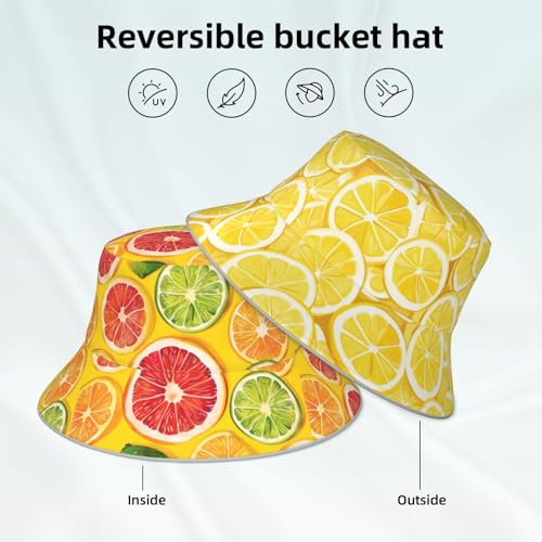 Image of Bucket Hat Double-Side-Wear Reversible Sun Hat Beach Travel Hiking for Women Men
